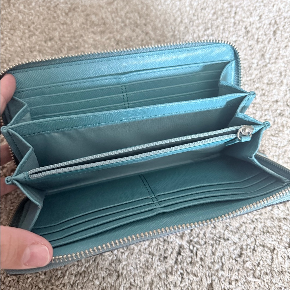 Coach Blue Zip-Around Wallet - Picture 2 of 3